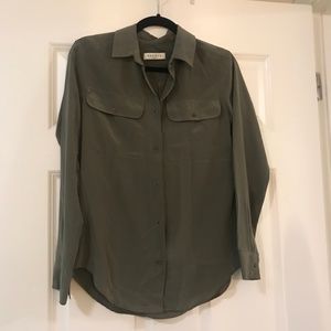 Sandro Paris Olive Green Blouse Button Down